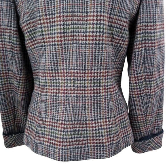 Vintage Plaid 100% Wool Houndstooth Blazer Size M Maurices 90s Y2K Gray Lined - Picture 10 of 12